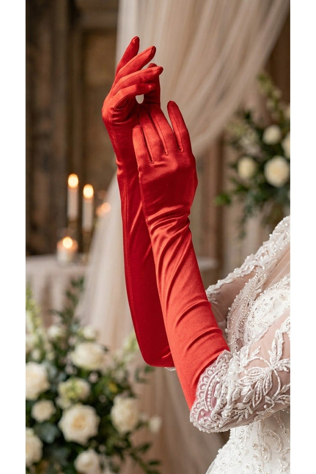 Uzun Saten Gelin Eldiveni Beyaz Balo Eldiveni Düğün Nikah Nişan Abiye Kostüm Eldiveni