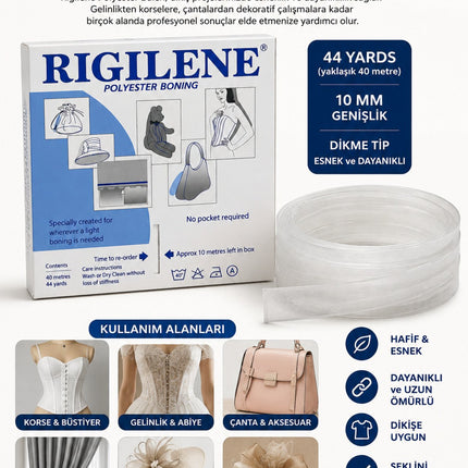 Rigilene Balen 10 mm – 44 Yards (40 Metre) – Gelinlik Korse Elbise Sütyen ve Giysi Süsleme Dikim Baleni