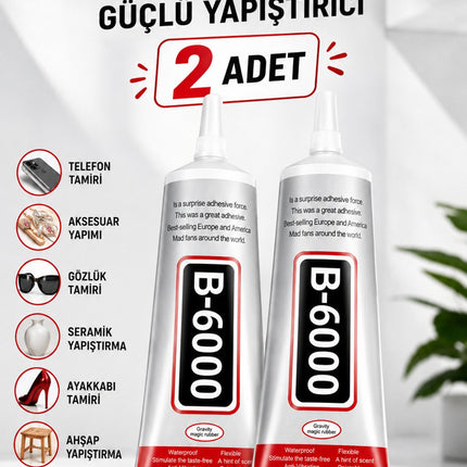 B-6000 Yapıştırıcı 50 ML 2 Adet – Takı, Telefon, Cam, Seramik, Ahşap ve Ayakkabı İçin Güçlü Yapıştırıcı