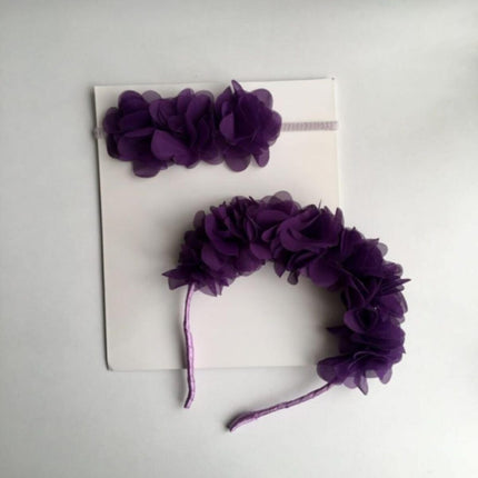 Mor Çiçekli Anne Bebek Bandana Taç Takımı – Bandana