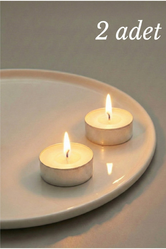 Tealight Mum Beyaz 2 adet Kokusuz | Buhurdanlık Parti Düğün Nikah Kına Özel Gün Kutlama