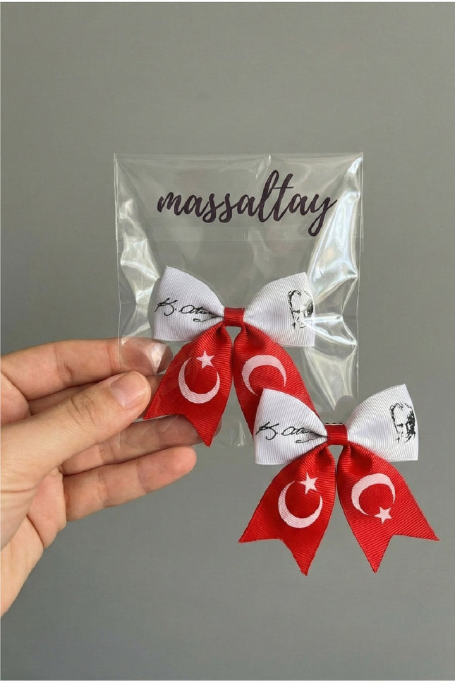 2 Adet Türk Bayrağı ve Atatürk İmzası Klipsli Toka Seti – 29 Ekim 23 Nisan Özel
