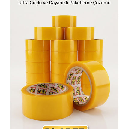 Şeffaf Koli Bandı 100 Metre x 50 Adet Güçlü Yapışkanlı Paketleme Bandı Taşıma, Depolama, Kargo ve Ambalaj Bandı