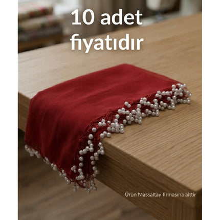 Halay Mendili İncili 10'lu Paket – Düğün, Kına Gecesi ve Davetler İçin Şık Süslemeli Halay Mendili