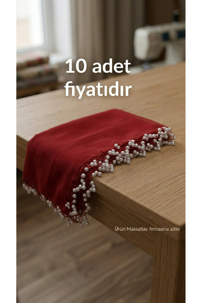 Halay Mendili İncili 10'lu Paket – Düğün, Kına Gecesi ve Davetler İçin Şık Süslemeli Halay Mendili
