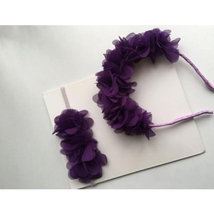 Mor Çiçekli Anne Bebek Bandana Taç Takımı – Bandana