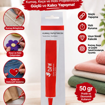 Kumaş ve Punch Yapıştırıcısı 50 gr – Kumaş, Punch Nakış, Keçe ve Hobi Malzemeleri İçin Güçlü Yapıştırıcı