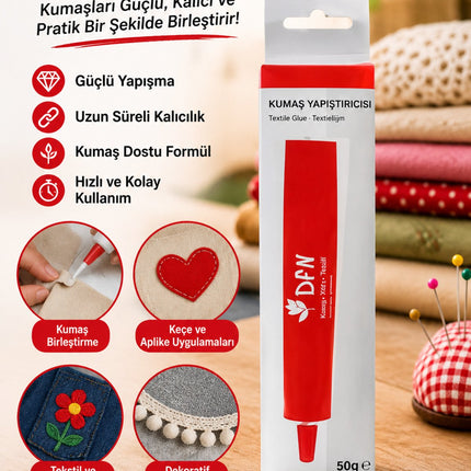 Kumaş ve Punch Yapıştırıcısı 50 gr – Kumaş, Punch Nakış, Keçe ve Hobi Malzemeleri İçin Güçlü Yapıştırıcı