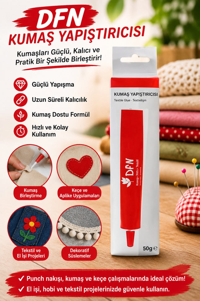 Kumaş ve Punch Yapıştırıcısı 50 gr – Kumaş, Punch Nakış, Keçe ve Hobi Malzemeleri İçin Güçlü Yapıştırıcı