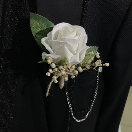 Beyaz Gül Yaka Çiçeği - Damat Çiçeği - Sağdıç Çiçeği – Yaka Iğnesi