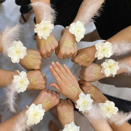 10’lu Beyaz Tüylü Inci Nedime Gelin Bilekliği Bride To Be Bekarlığa Veda Partisi