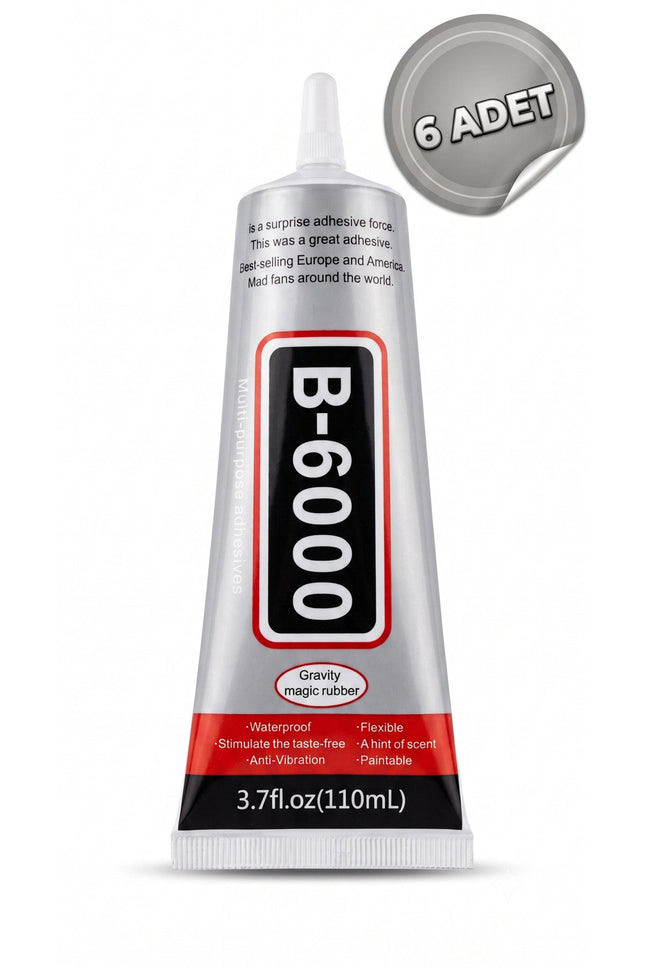 B6000 Şeffaf Yapıştırıcı 110 ml 6 Adet Set – Güçlü Çok Amaçlı Taş, Boncuk, Kumaş, Metal, Cam ve Ahşap Yapıştırıcısı