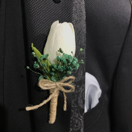 Yeşil Lale Yaka Çiçeği- Damat Çiçeği - Sağdıç Çiçeği – Yaka Iğnesi – Yaka Iğnesi