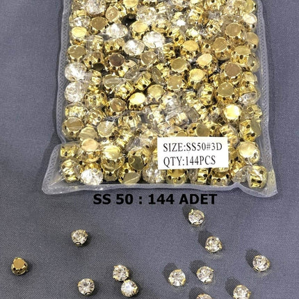 Sarı Metal Kasalı Dikme Beyoğlu Taşı (1 PAKET) Ss 50 144 Adet – Boncuk